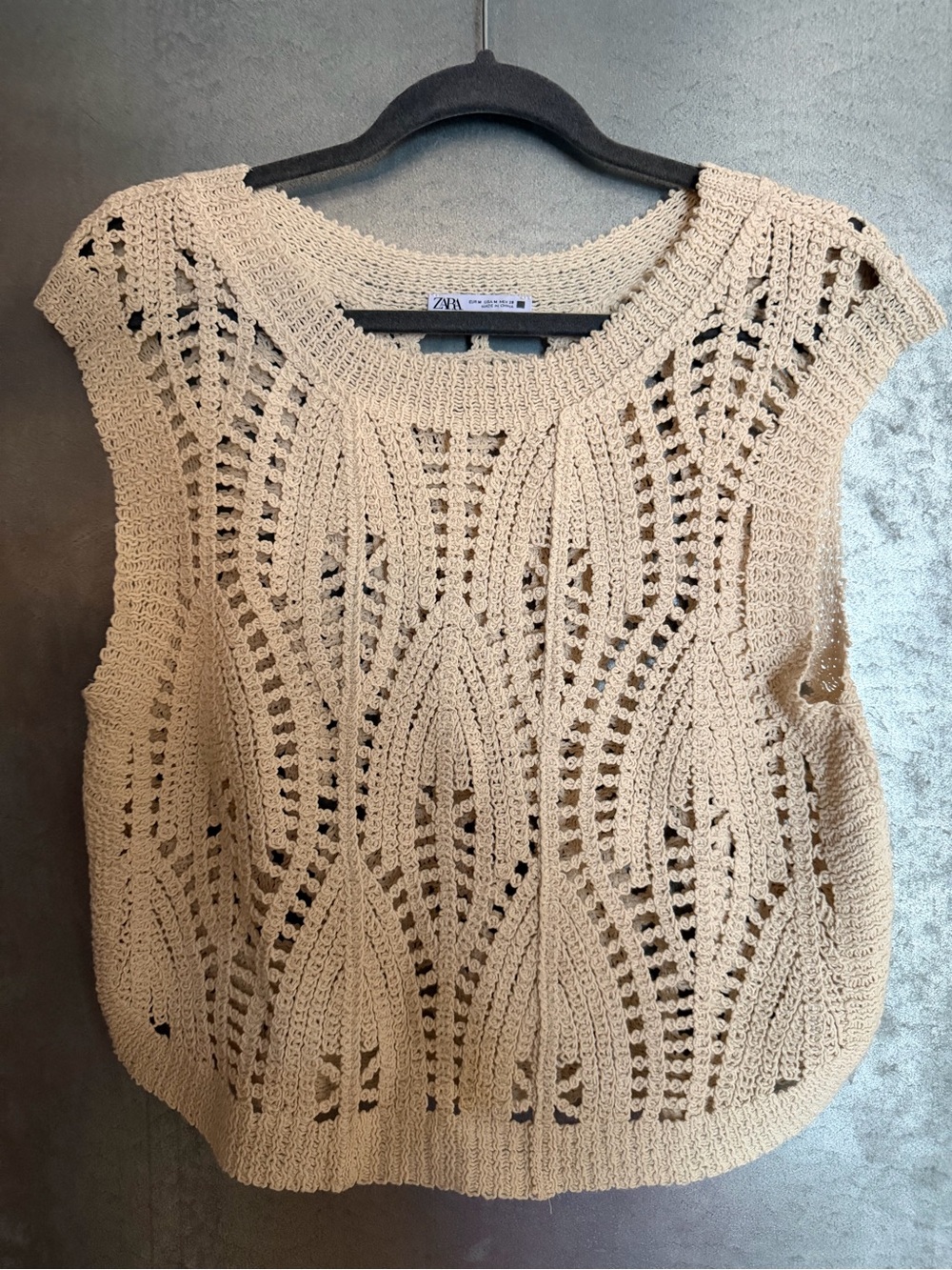 Zara Beige Crochet Knit Tank Top